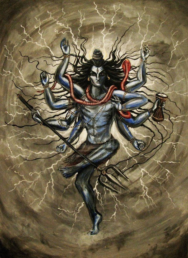 Shiv Tandav Shiva Med Lyn Wallpaper