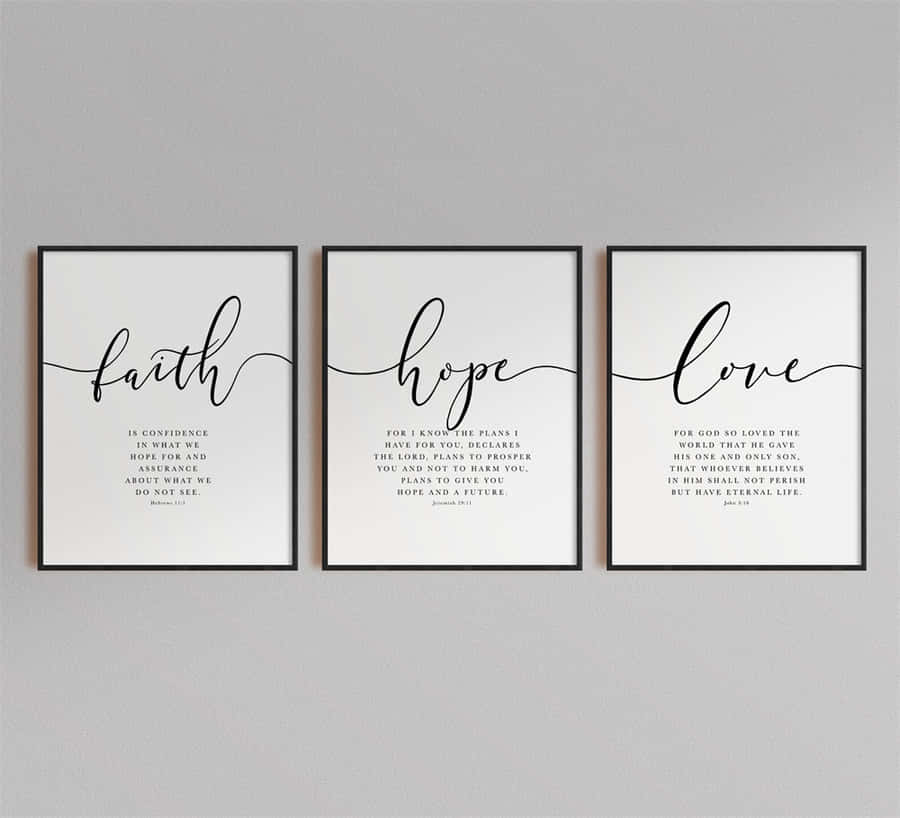 Arte com Versículos da Bíblia Fé Esperança Amor