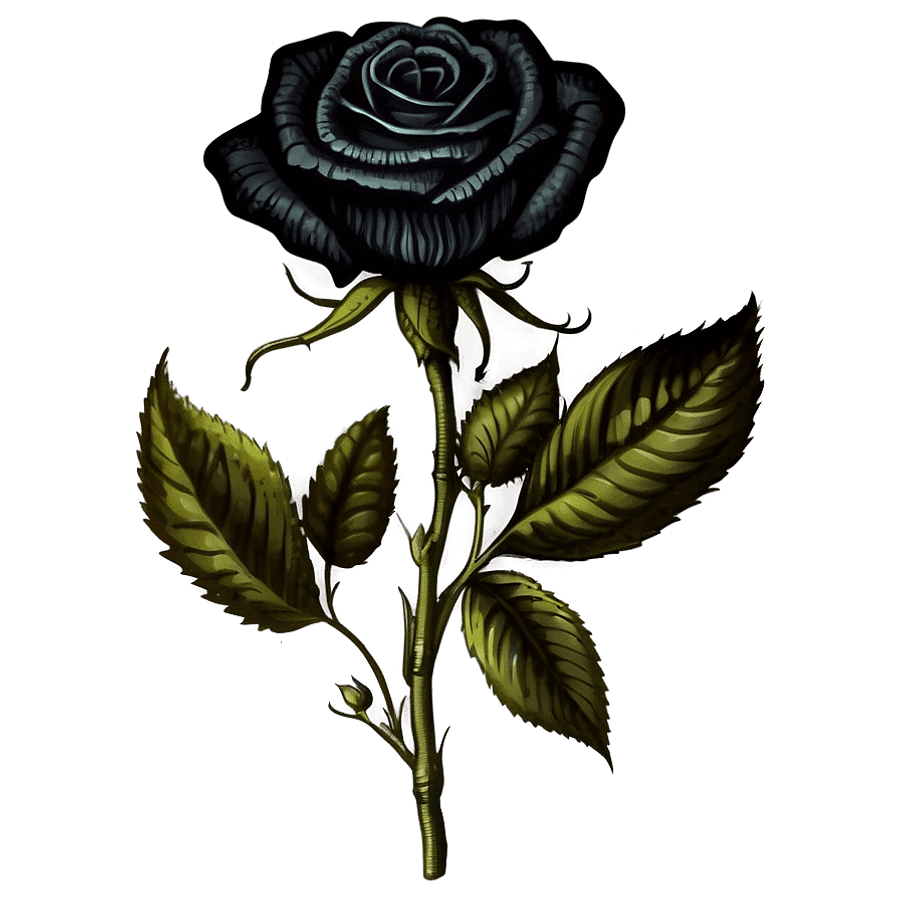 Vintage Black Rose PNG 89