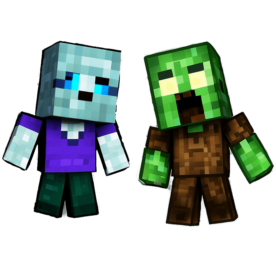 Nighttime Minecraft Zombie Encounter PNG qyw5
