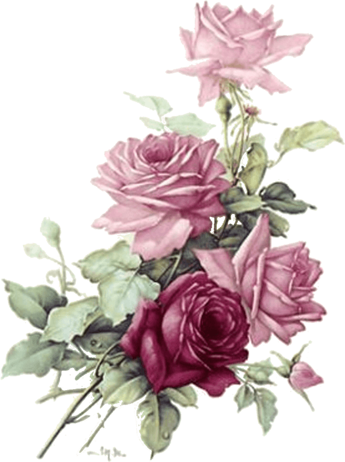 Vintage Pink Roses Bouquet