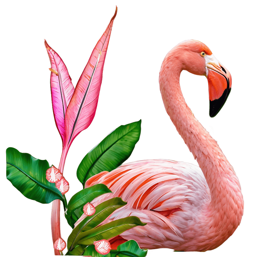 Flamingo Peeking through Leaves PNG 06292024