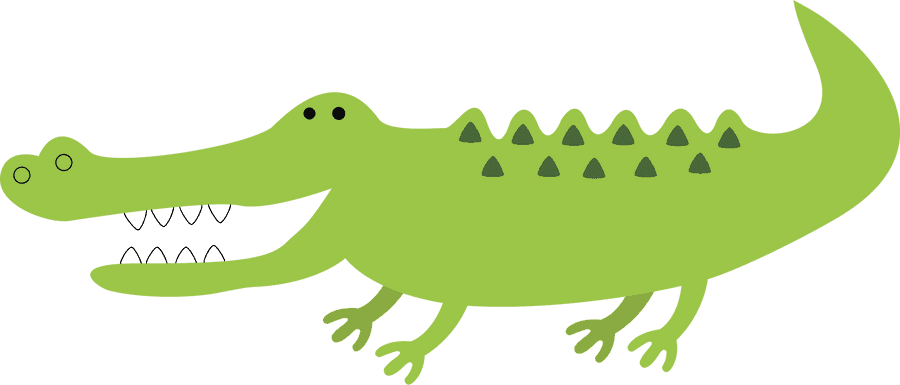 Cartoon Alligator Green Graphic