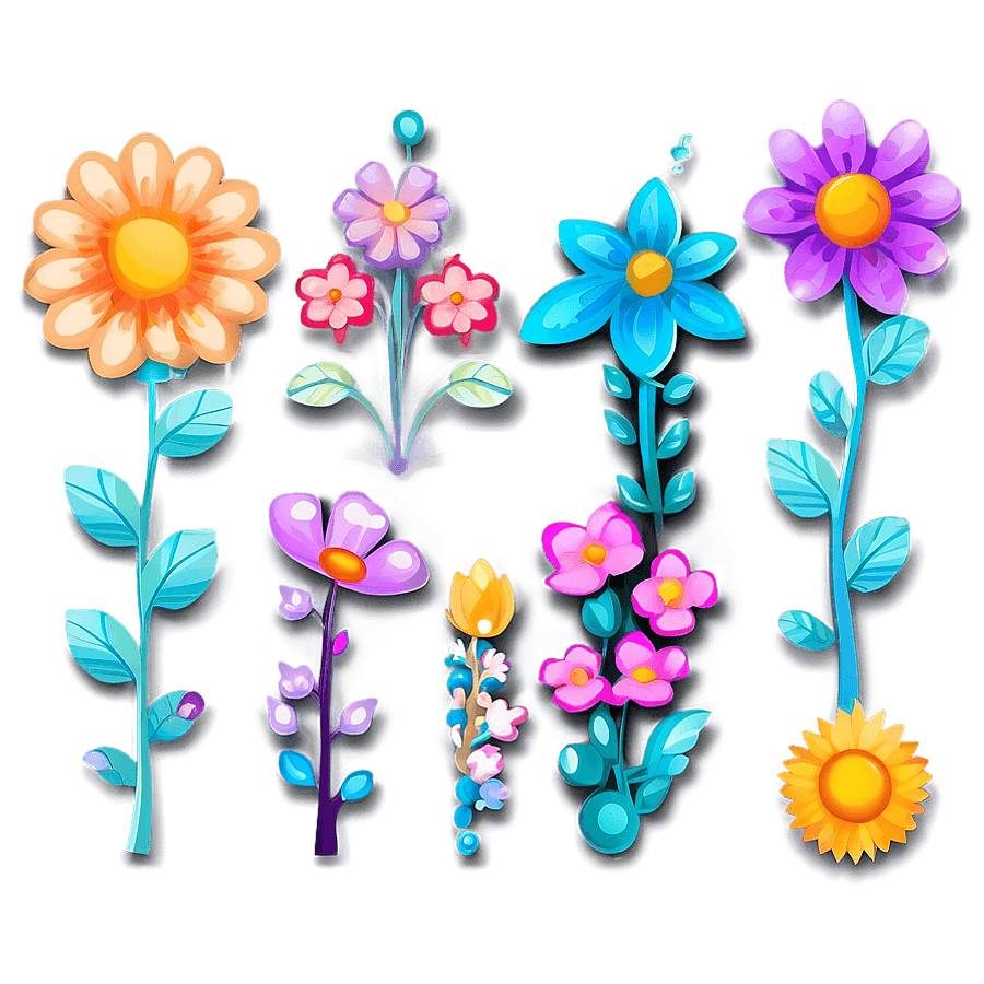 Whimsical Cartoon Flower PNG ske17