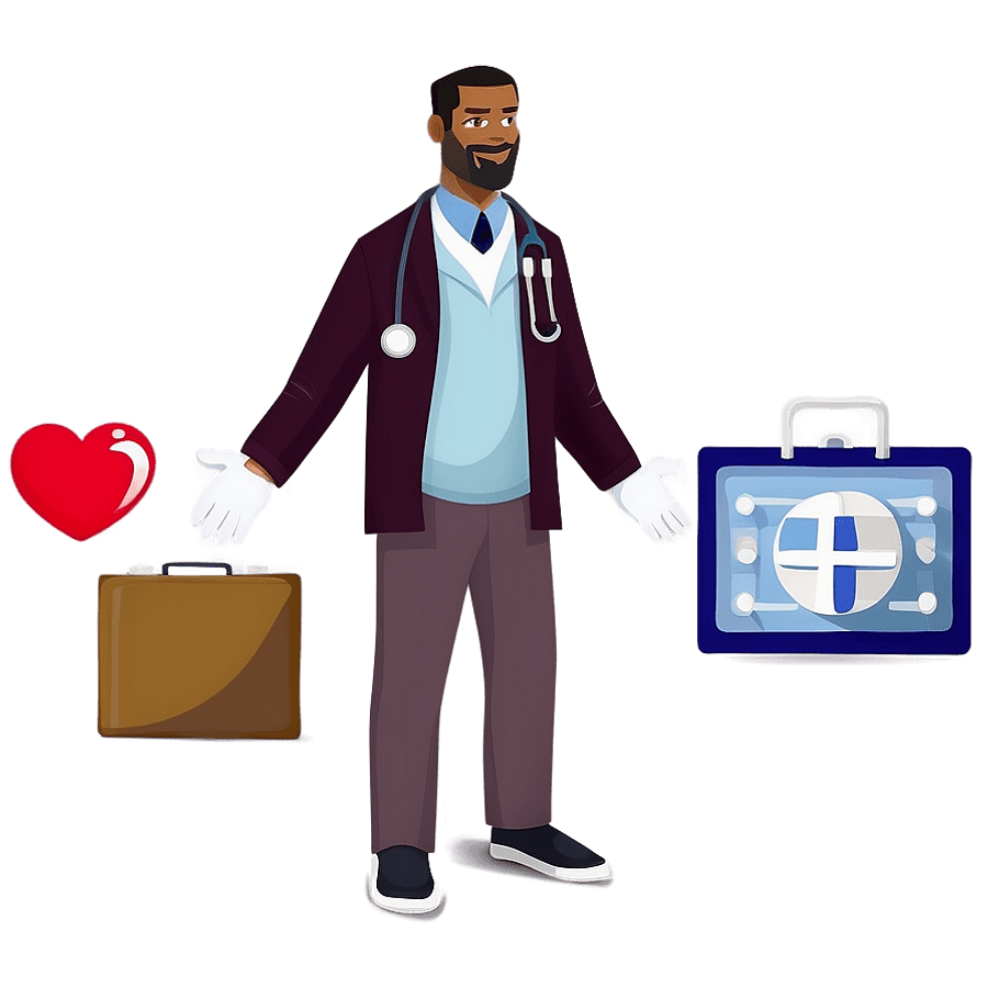 Cartoon Doctor and Health Icons PNG 06212024