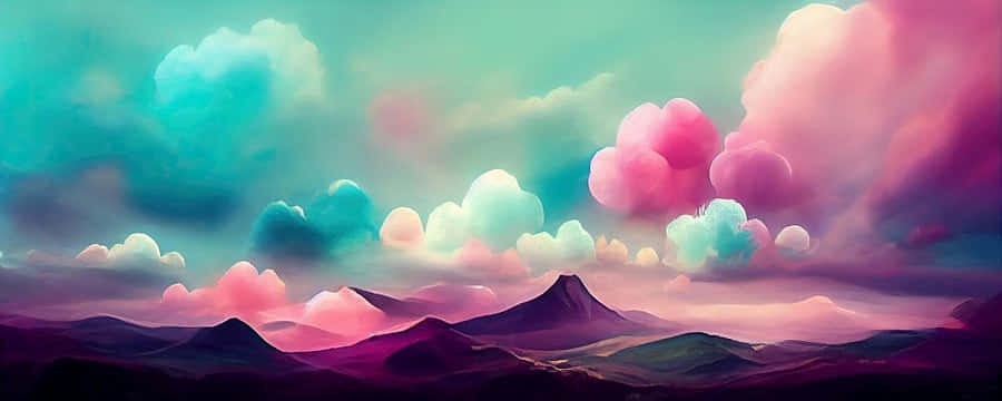 Céu Surreal Colorido de Doces