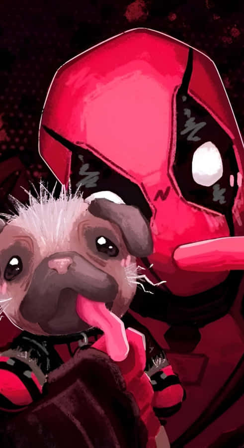 Deadpool Mit Süßem Hund