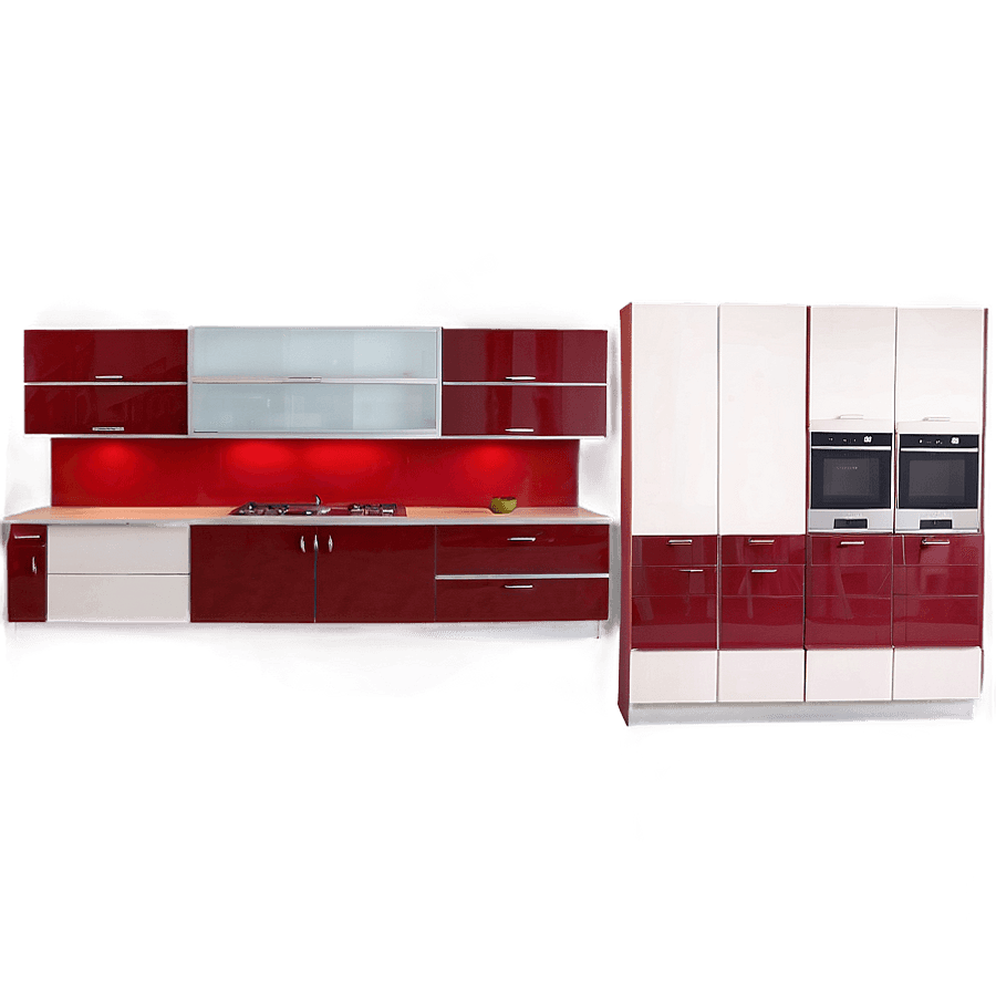 Red Kitchen Cabinets PNG 80
