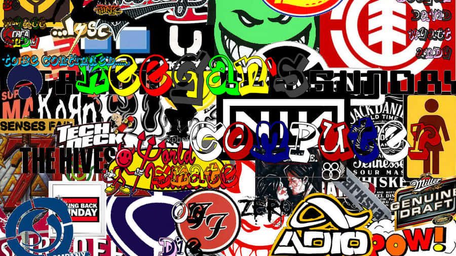 Colagem de Adesivos de Skater Grunge