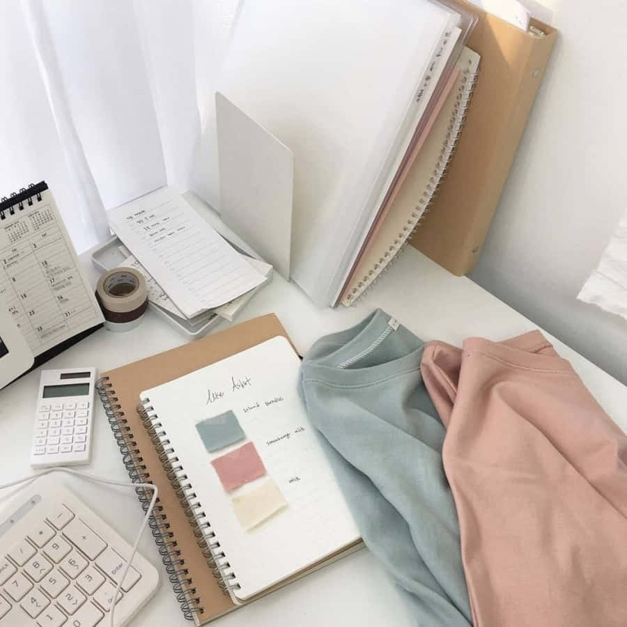 Configuração de Mesa Minimalista e Vestuário