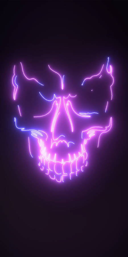 Download Black And Purple Aesthetic Neon Skull Wallpaper | Wallpapers.com