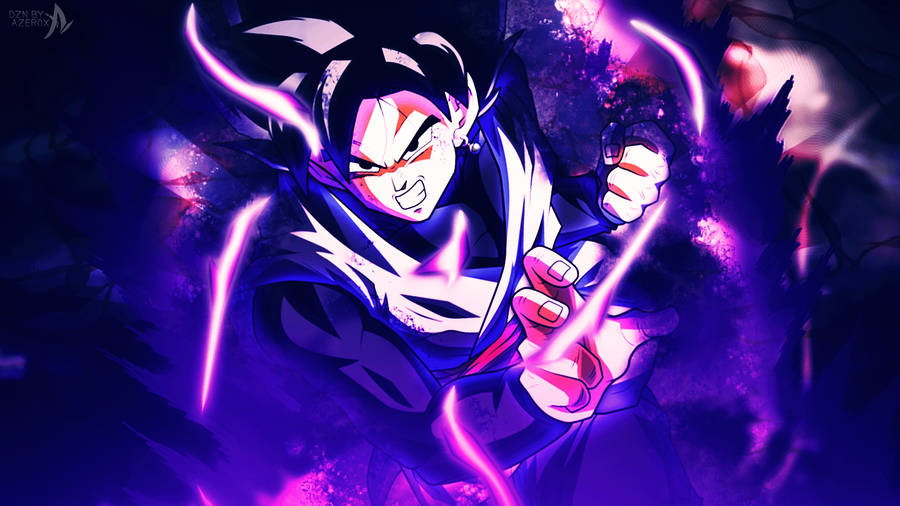 Download Black Goku With Dark Violet Aura Wallpaper | Wallpapers.com