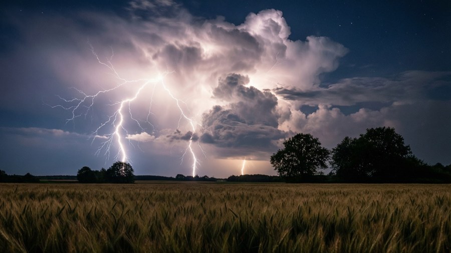 Blitz über Feld Hintergrundbilder