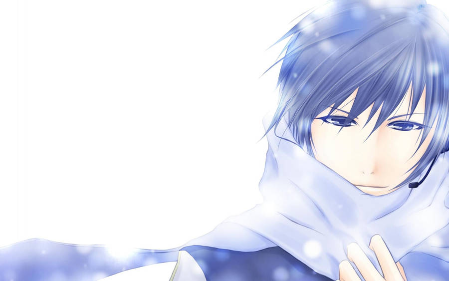 Download Blue Haired Anime Boy In Snow Wallpaper Wallpapers Com