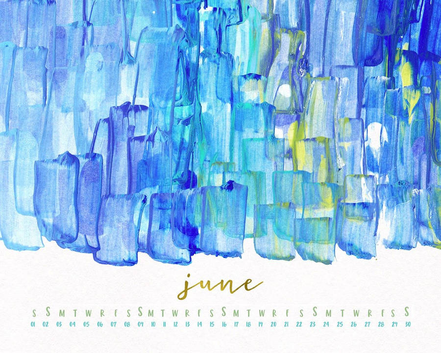 Download Blue Painting June Calendar Wallpaper