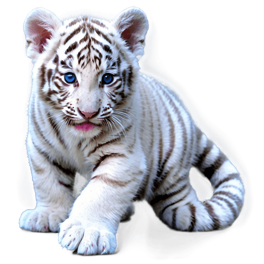 Playful White Tiger Cub PNG qaw93