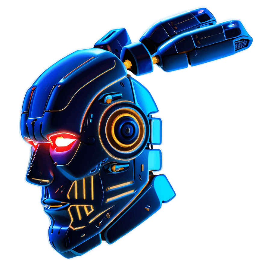 Neon Robot Head PNG 06212024