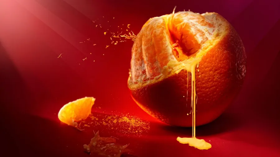 Dripping orange fruit wallpaper