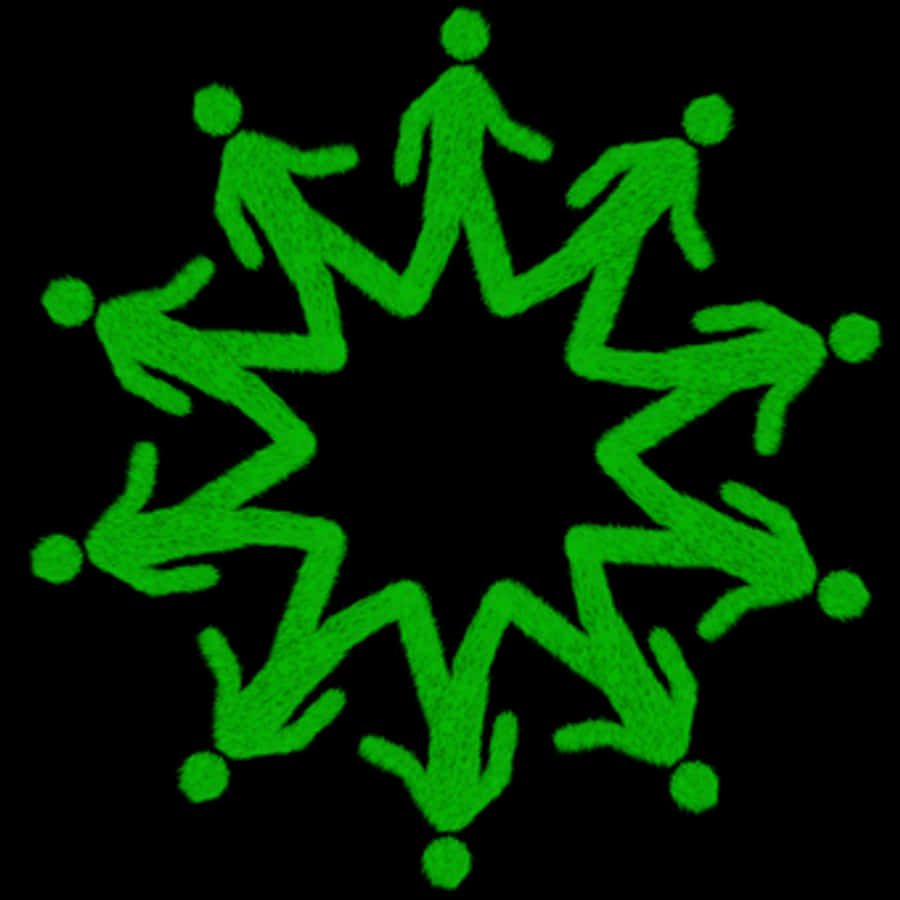 Green Neon Human Pattern
