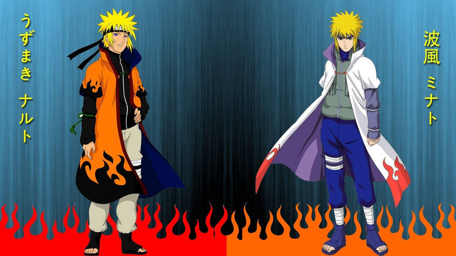 Minato Namikaze og Uzumaki Naruto Hokage Wallpaper