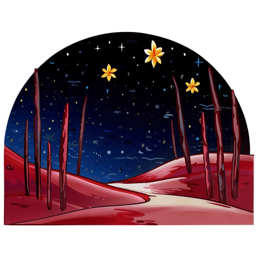 Red Aesthetic Starry Night PNG 06112024