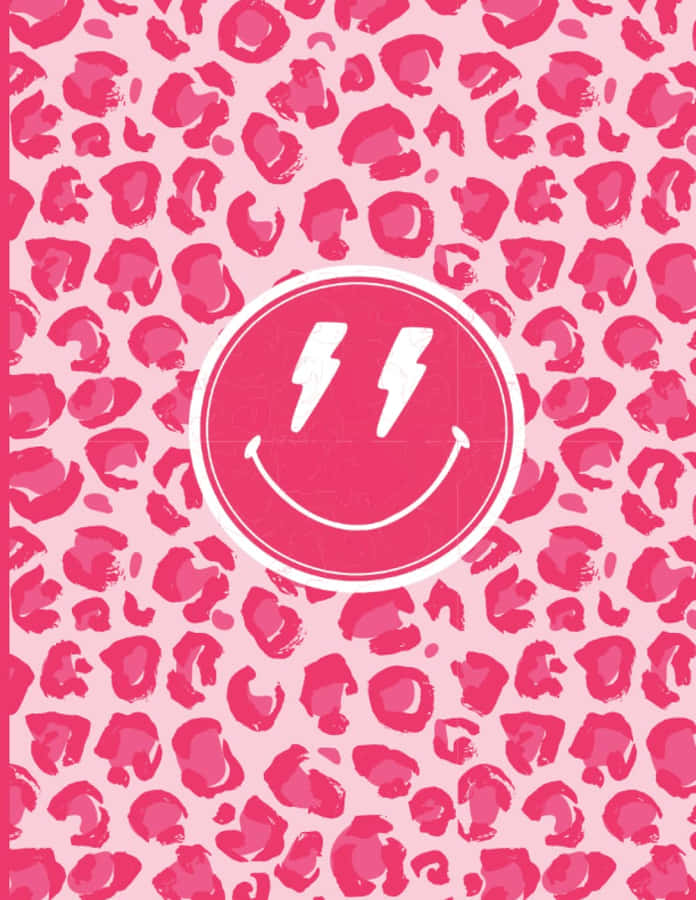 Lyserød Smiley Face Æstetisk Sød Gepard Print Tapet