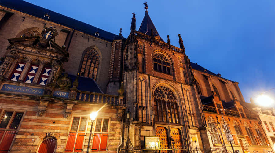 Zwolle Historiska Kyrka Kvällsutsikt