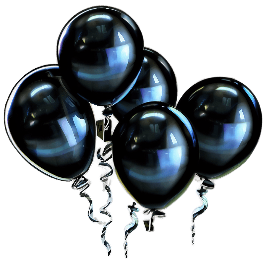 Floating Black Balloons PNG gjy