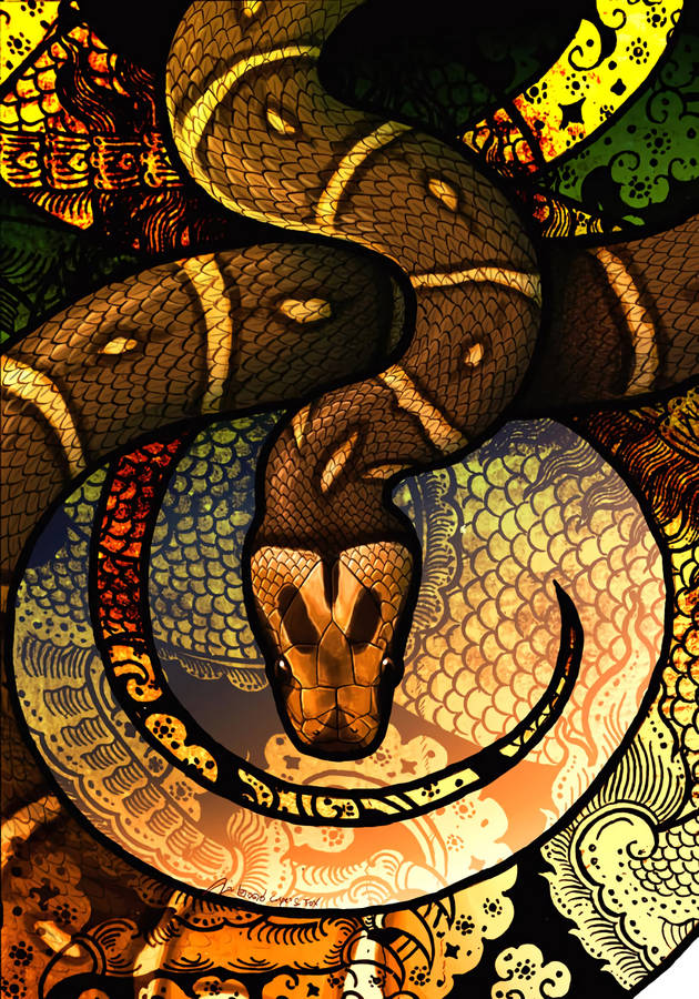 Brownish Snake In Art Pattern Wallpaper 