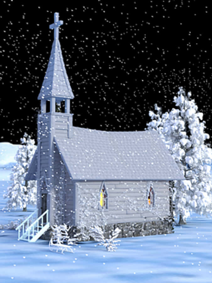 Snowy_ Christmas_ Church_ Night_ Scene