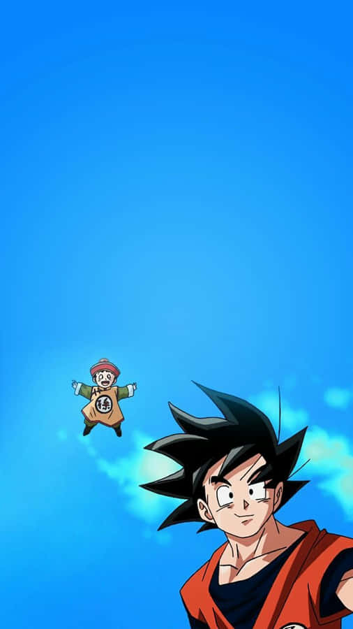 Goku und fliegender Nimbus über den Wolken