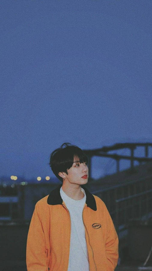 Download Bts Cute Aesthetic Jungkook Orange Jacket Wallpaper ...