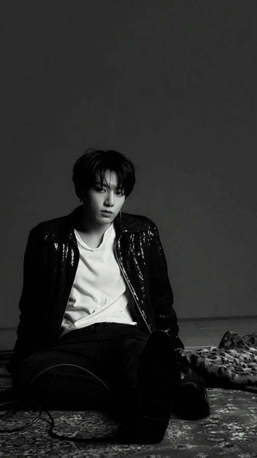 Download Bts Jungkook Black And White Wallpaper | Wallpapers.com