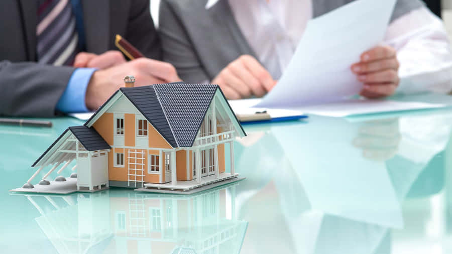 Miniature Hus Real Estate Agent Skrivebord Tapet: