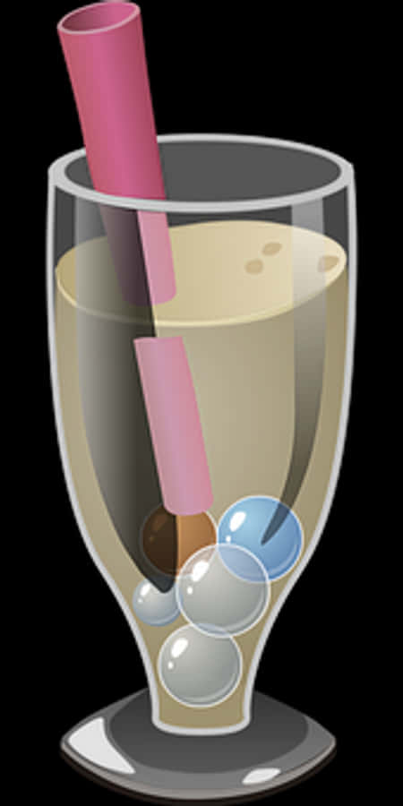 Cartoon Bubble Tea Glass