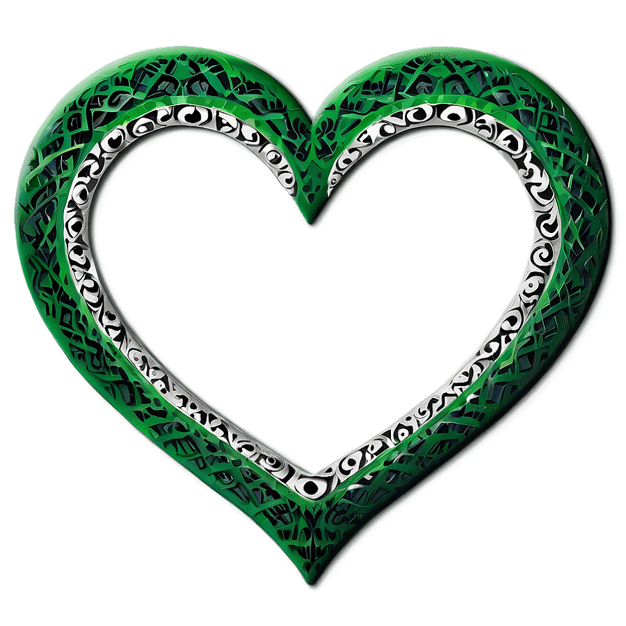 Tribal Green Heart PNG 25