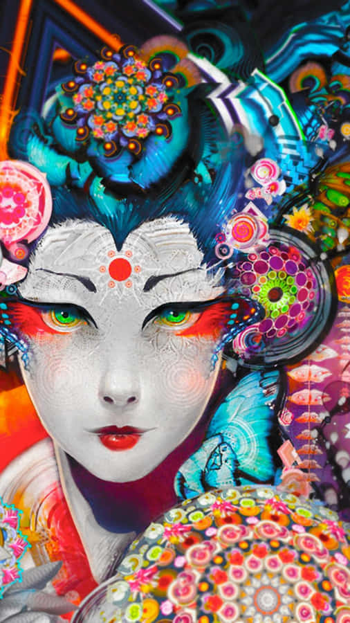 Psychedelische Geisha Kunst