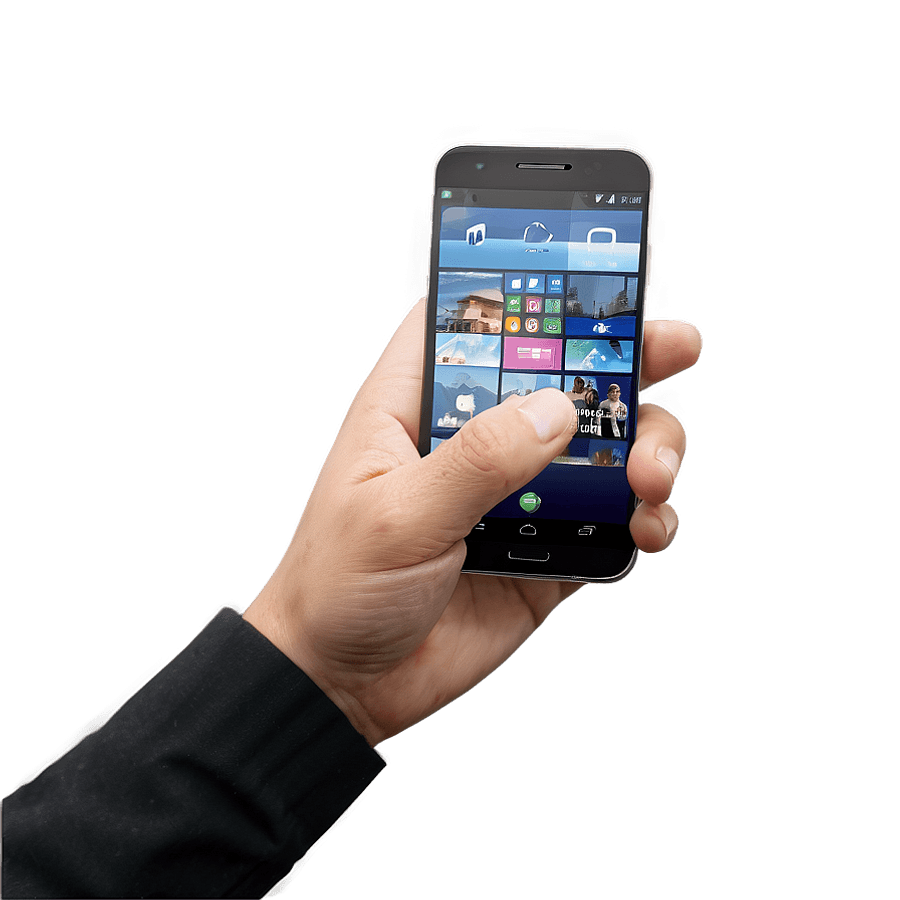 Hand with Mobile Phone PNG 05252024
