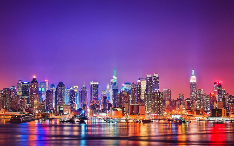 BunteNew Yorker Skyline Amerikanische Stadt.