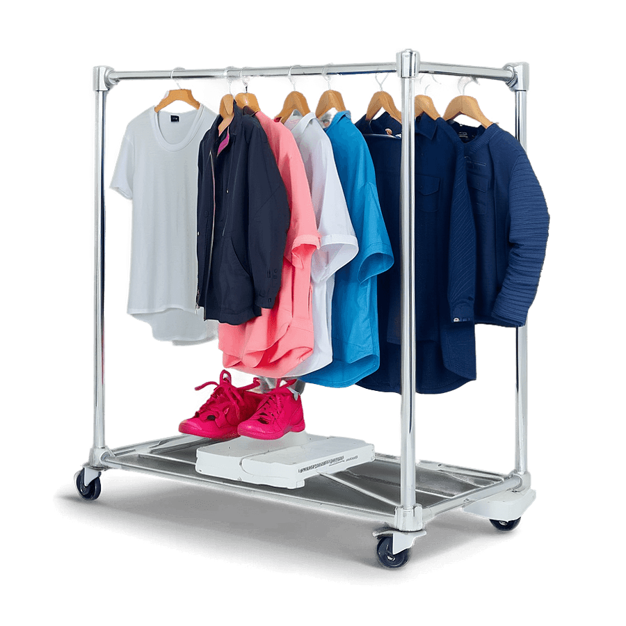 Clothing Rack on Wheels PNG 05262024