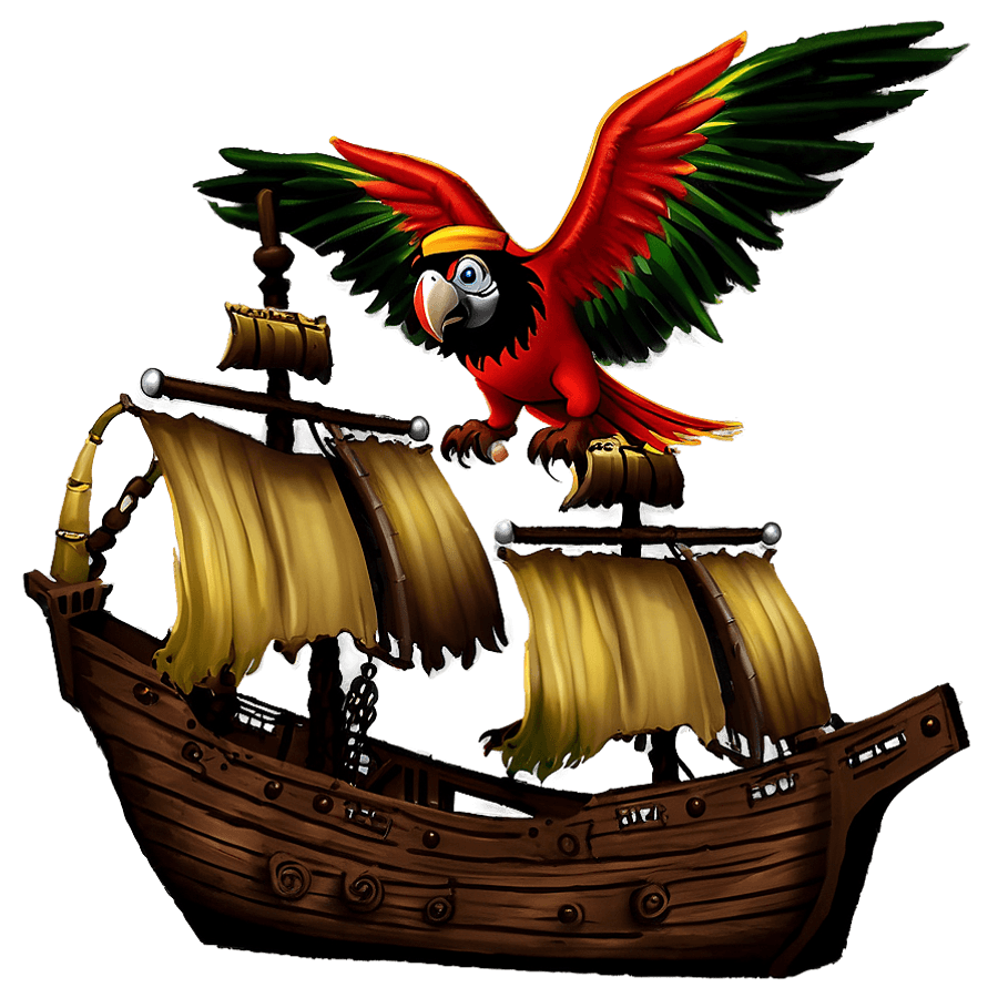 Pirate Ship with Parrot PNG 37