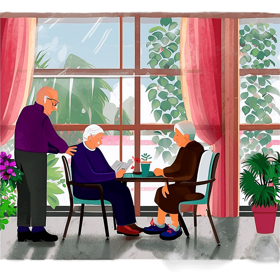 Cozy Retirement Home Illustration PNG ijt