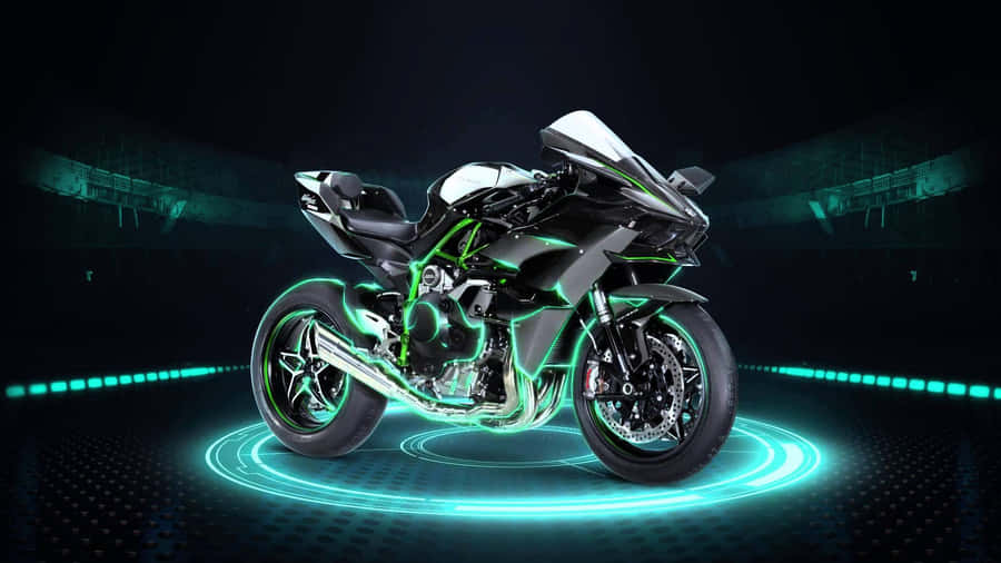 Mithoher Geschwindigkeit auf einem Superbike eine Kurve nehmen.