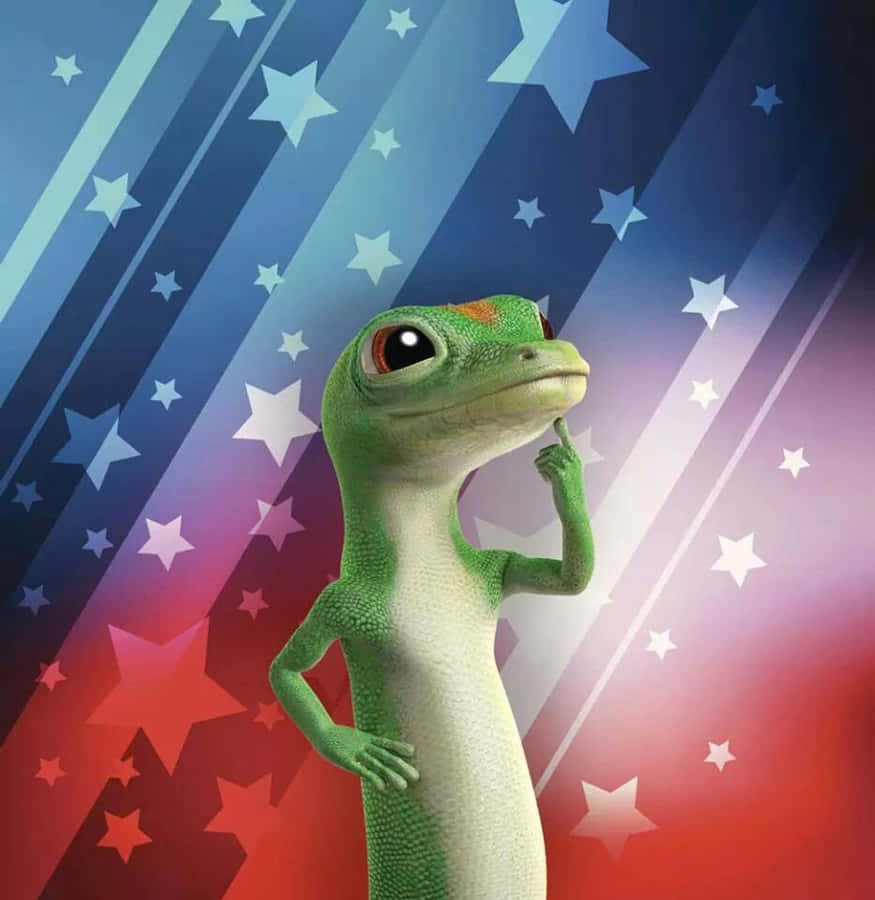 Gecko Geico sur Fond Patriotique