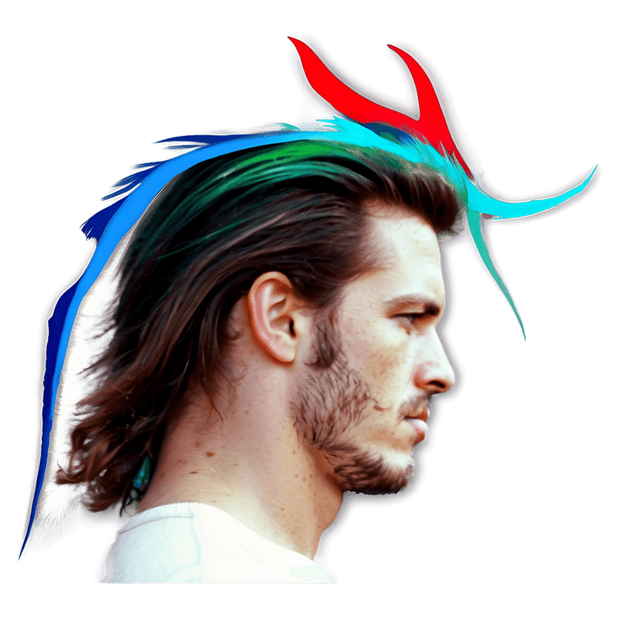 Mullet with Color Streaks PNG 43