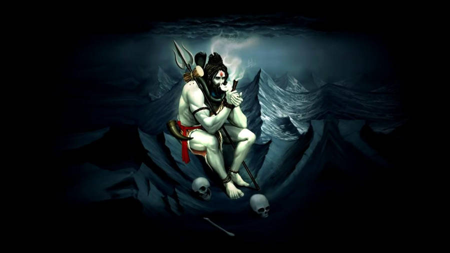 Shiv Tandav Shiva Rygning med tænder Tapet skal forestille Shiva ryge med knogler.