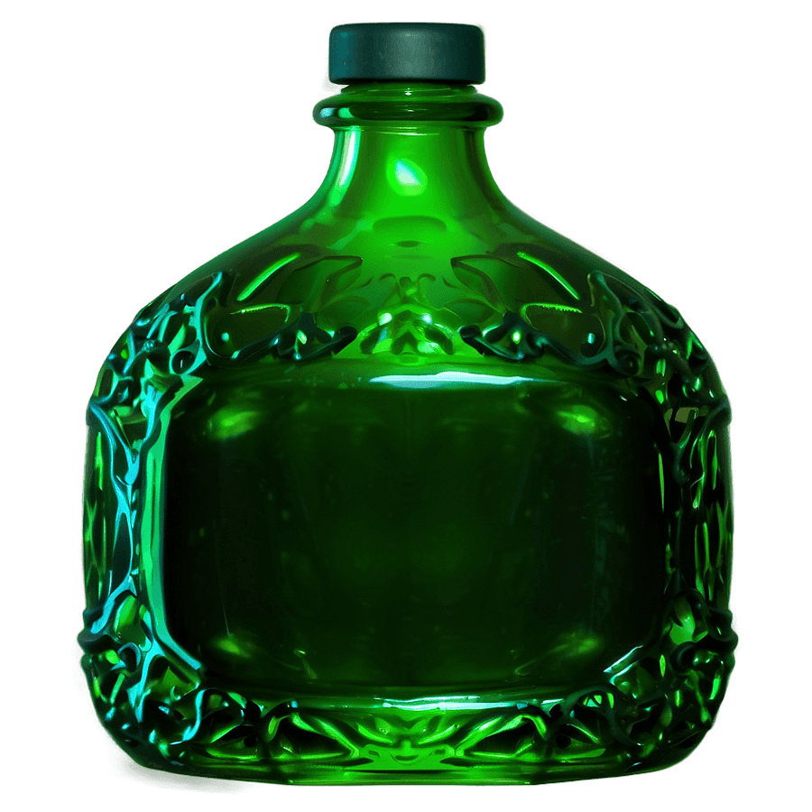 Green Glass Bottle PNG fjb30
