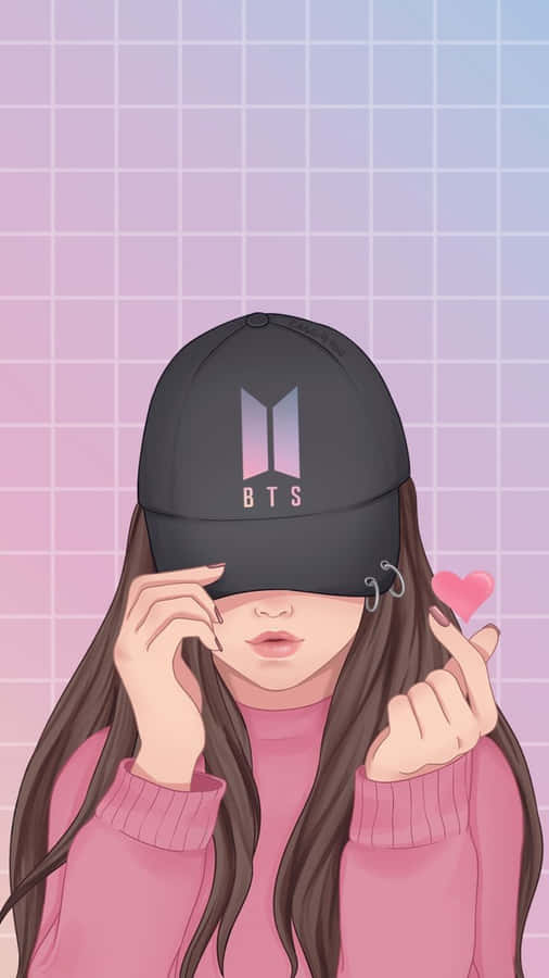 Bellaragazza con una cappellina dei BTS