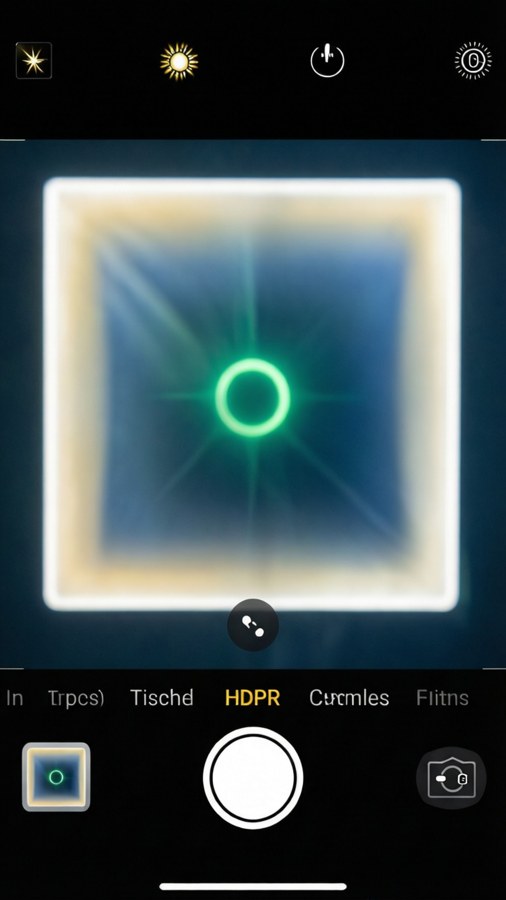 Clean iPhone camera app UI with flash and HDR options