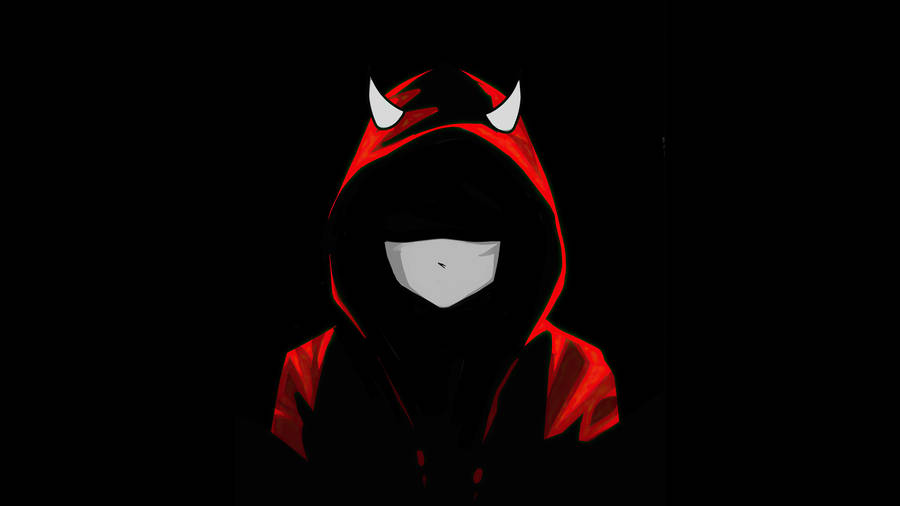 Fundode tela legal com capuz vermelho de diabo.